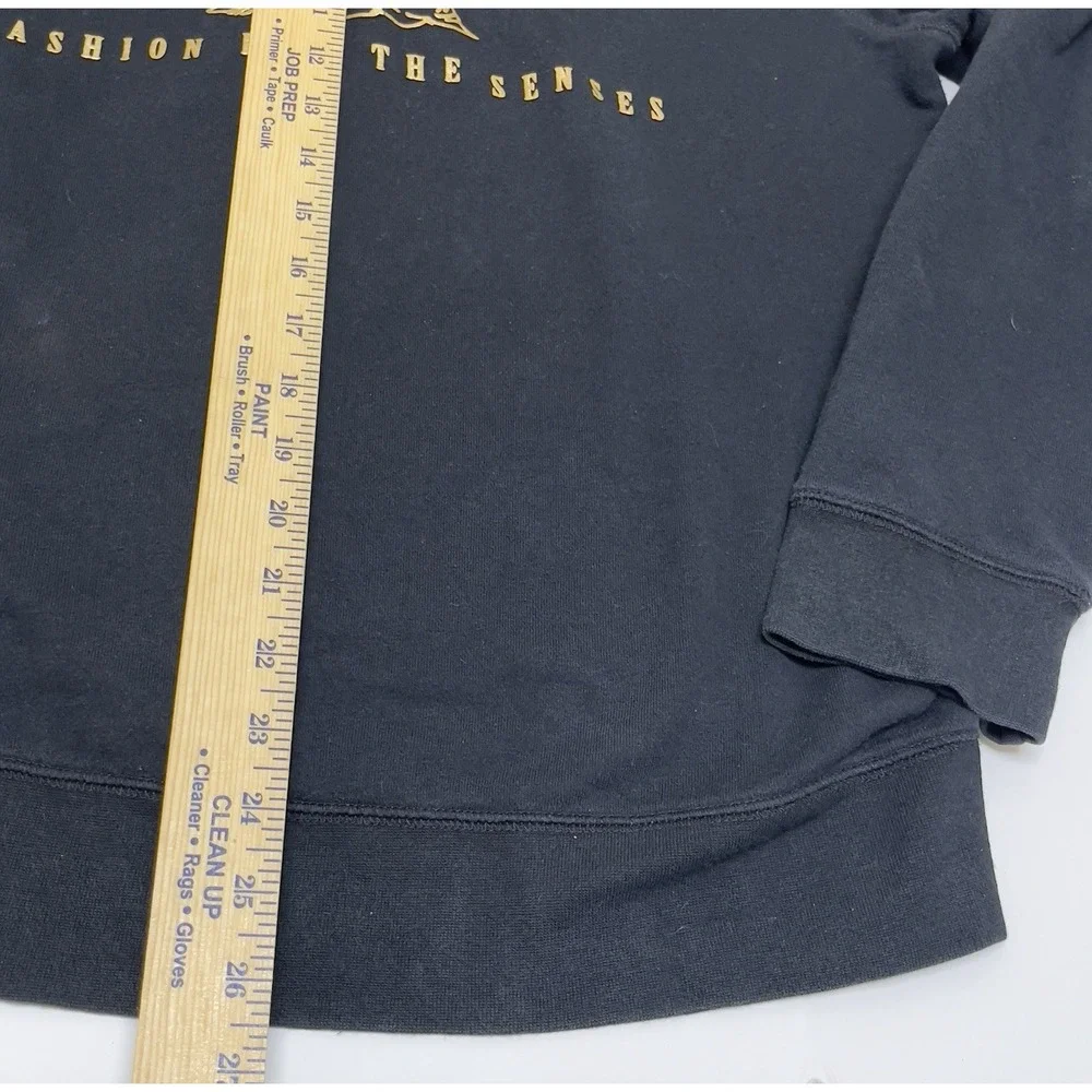 True Religion‎ Jacket Hoodie Men Medium Black Metallic Gold Double Puff Full Zip